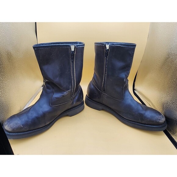 VTG Field & Stream Black Leather Insulated Boots Zip Side Almond Toe Men Sz 10EE - Picture 2 of 11